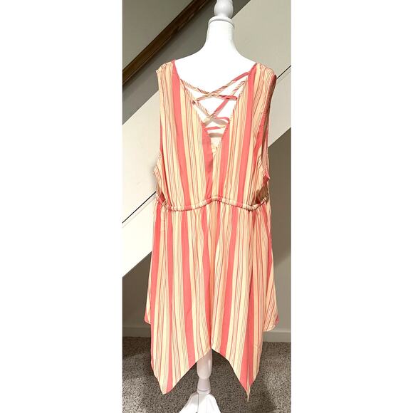 NWT Torrid Plus Challis Babydoll Hanky Hem Top Multi Stripe Pink Orange Size 4x - Picture 3 of 9